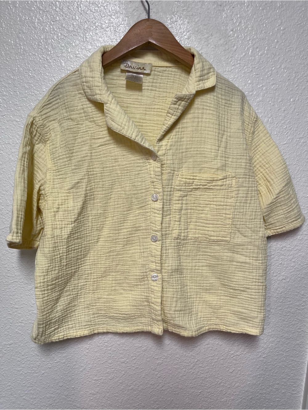 Davina Lightweight Yellow Gauze Button-Up Top